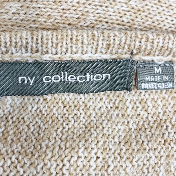 NY Collection Oatmeal Cream Beige Fringe Sweater Dolman Sleeve Poncho Medium M - Picture 4 of 5